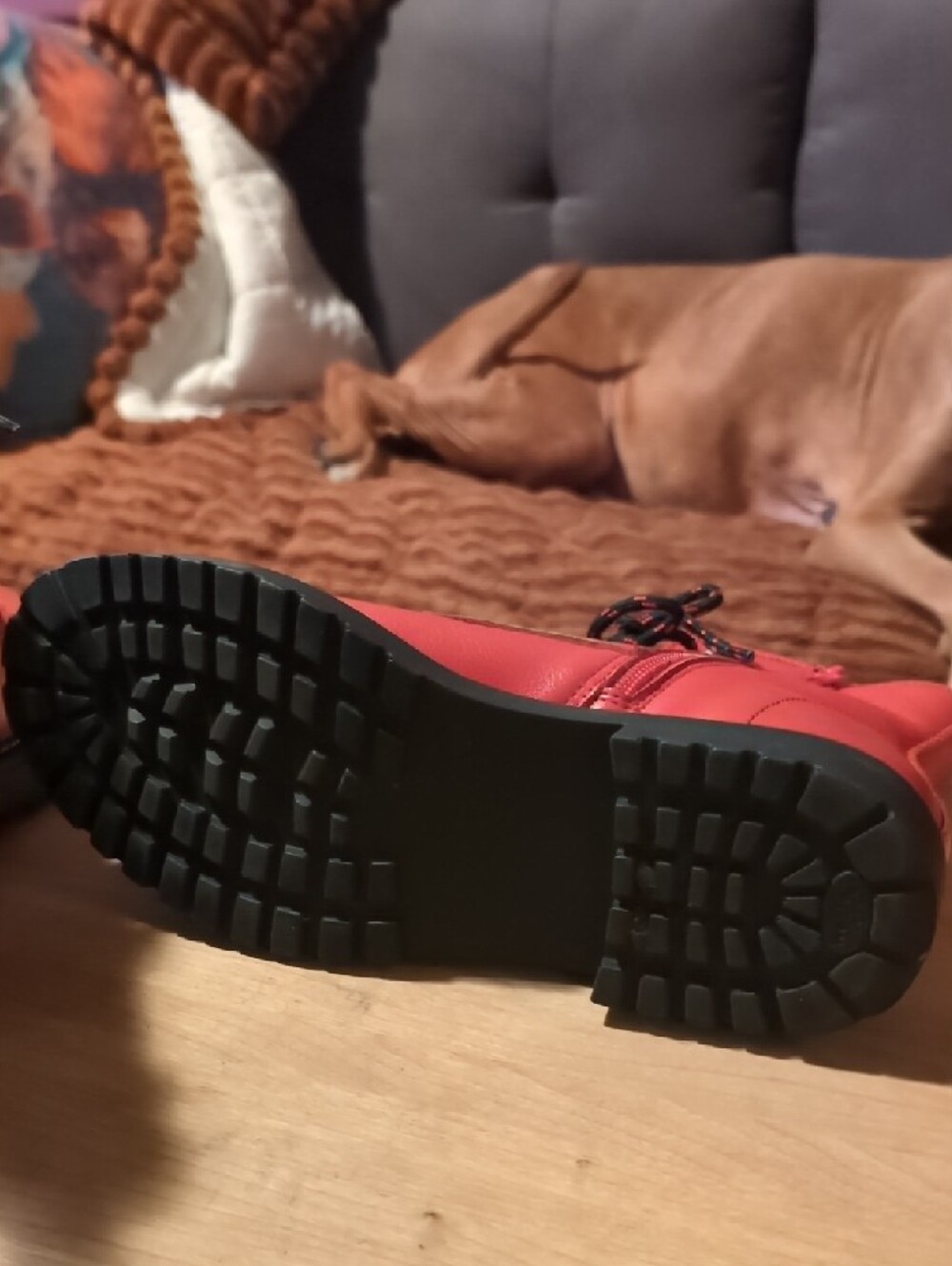 Bueno Red and Black Combat Boot - Picture 5 of 6